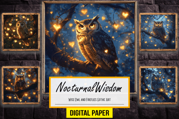 Download Wise Owl and Fireflies Gothic Artwork - Gothic artwork Collection