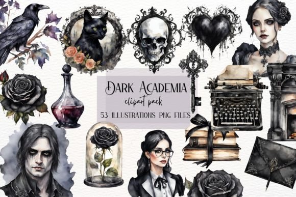 Download Watercolor Gothic Academia Clipart - Premium Resources