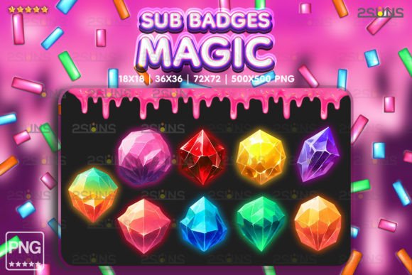 Download 9 Magic Sub Badges GEM Сrystal Twitch - Sub badges Collection