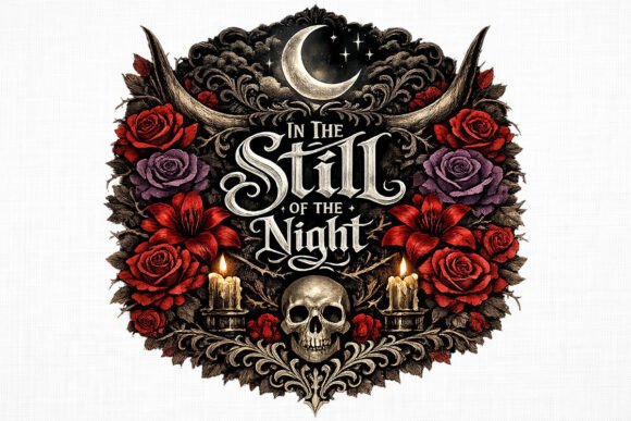 Download Gothic Floral Cow Skull Night PNG - Premium Resources