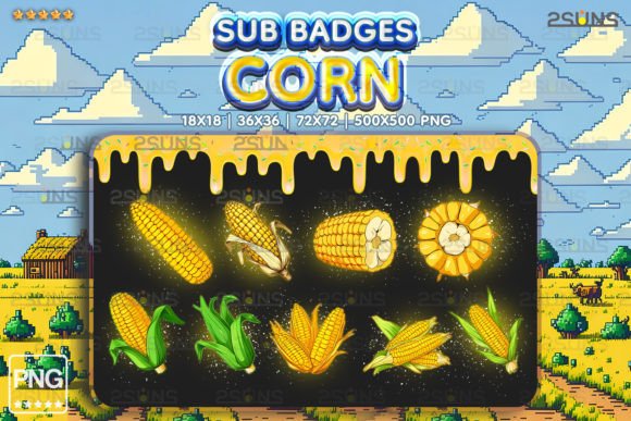 Download 9 Corn Sub Badges Twitch Farm Vegetable - Sub badges Collection