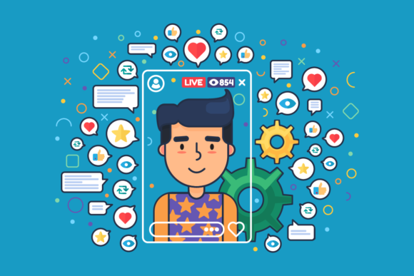 Download European Male Streamer Flat Color Vector - Vector Collection