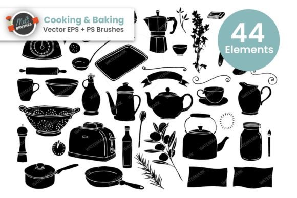 Download Cooking &amp; Baking Vector + Brushes - Vector Collection