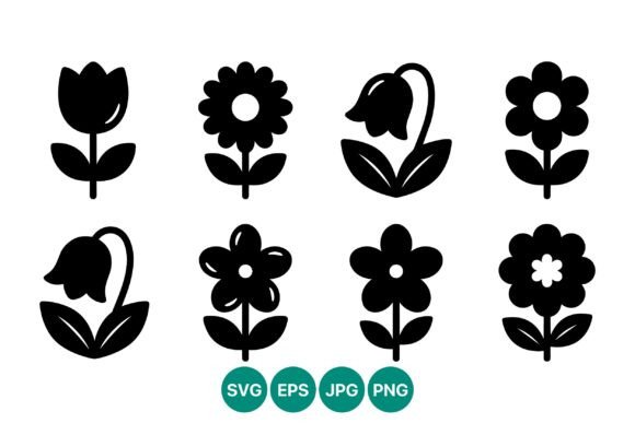Download Black Silhouette Flower Vector Art - Vector Collection