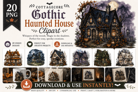 Download Gothic Cottagecore Haunted House Clipart - Premium Resources
