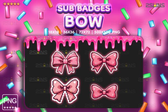 Download 4 Kawaii Pink Bow Sub Badges, Twitch - Sub badges Collection